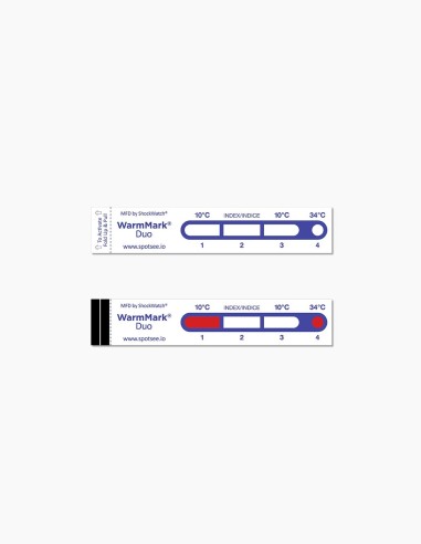 Warmmark. Temperaturanzeige. Shockwatch. Temperaturgrenze.  Temperaturmesser. Conservatis