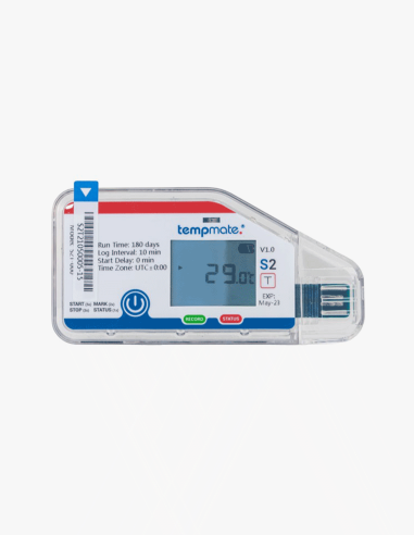 Registrador de temperatura, humedad y luminosidad. Tempmate S2 T / TH. Datalogger. Un uso. Fácil de usar. Conservatis.